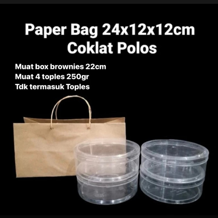 

Paperbag Coklat Polos Tas Parcel Hampers Lebaran 24x12x12cm
