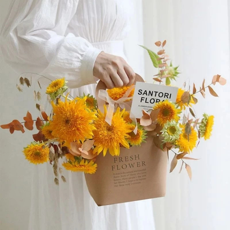 

Fresh Flower Paper Bag Tas Kertas Bunga Aesthetic Gift Bloom Box Flowers Wrapping Import