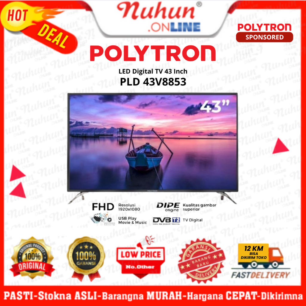 Polytron LED TV Digital 43 Inch PLD 43V8853