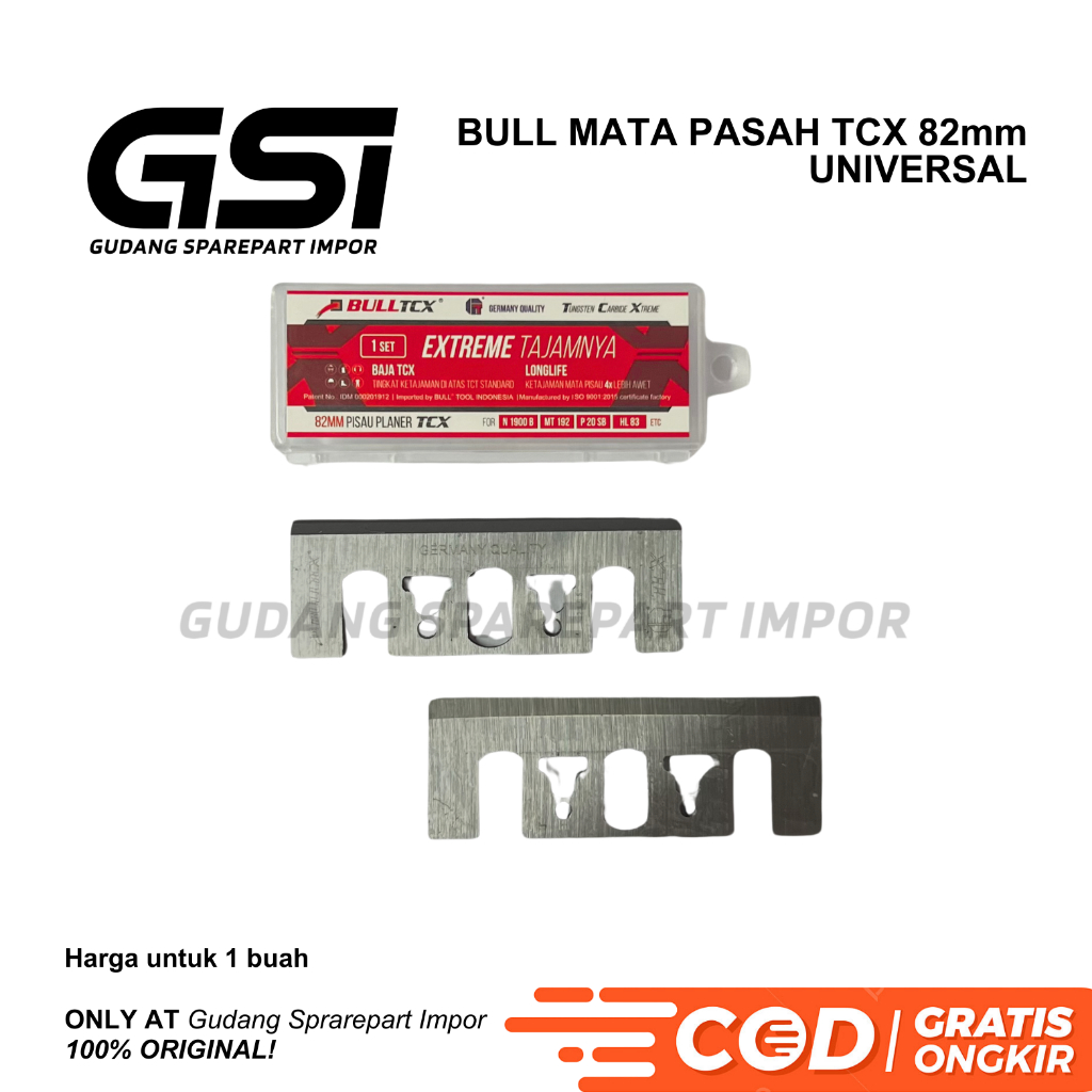 BULL Mata Pasah TCX Baja 82mm Universal / Planer Blade / Sugu / Ketam / Wilah / Pasah