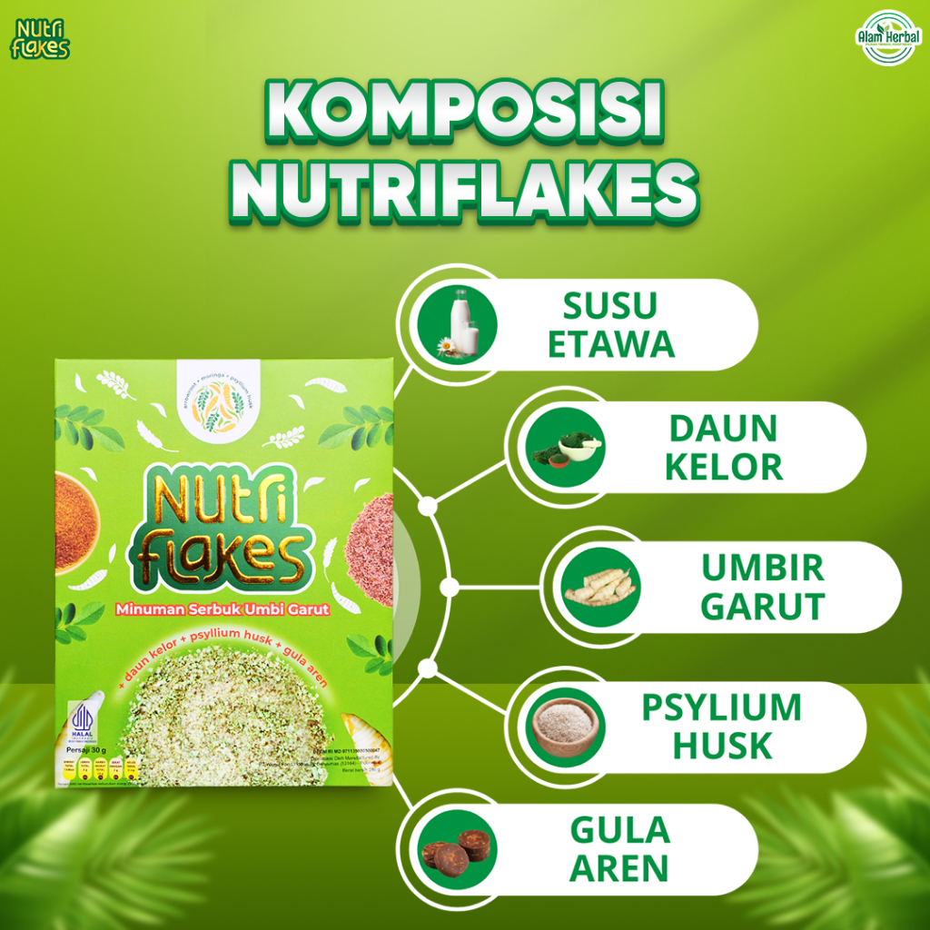 

RB Nutriflakes Susu Sereal Umbi Garut Minuman Sehat Atasi Asam Lambung Maag Gerd Original 280 Gram
