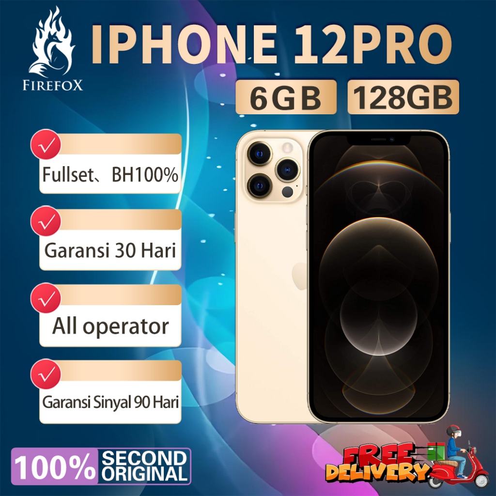 iPhone 12Pro 128GB Second/Bekas Original100% INTER 5G 6.1"OLED-Ori Fullset Mulus Normal LikeNew HP