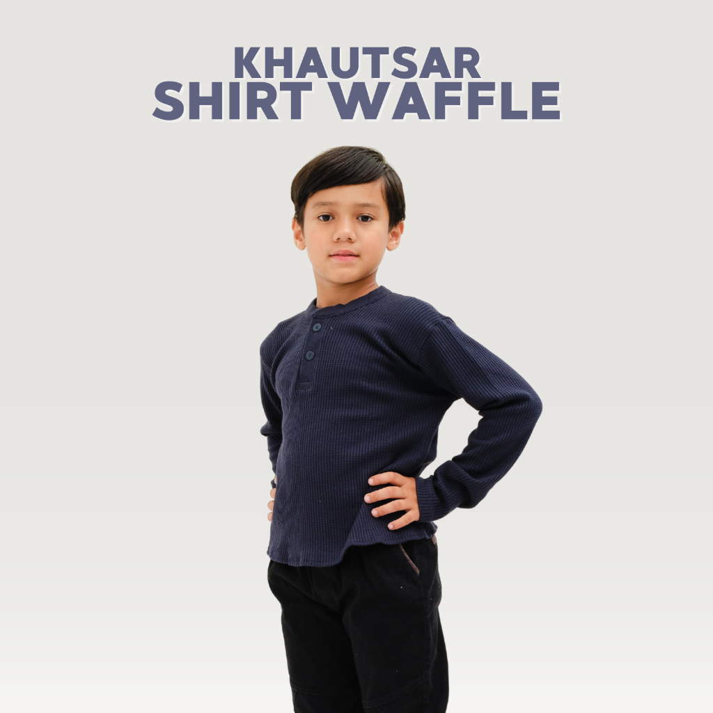 JENAKA KIDS Khautsar T-shirt Waffle Kaos Polos Anak Laki Laki Lengan Panjang Bahan Waffle