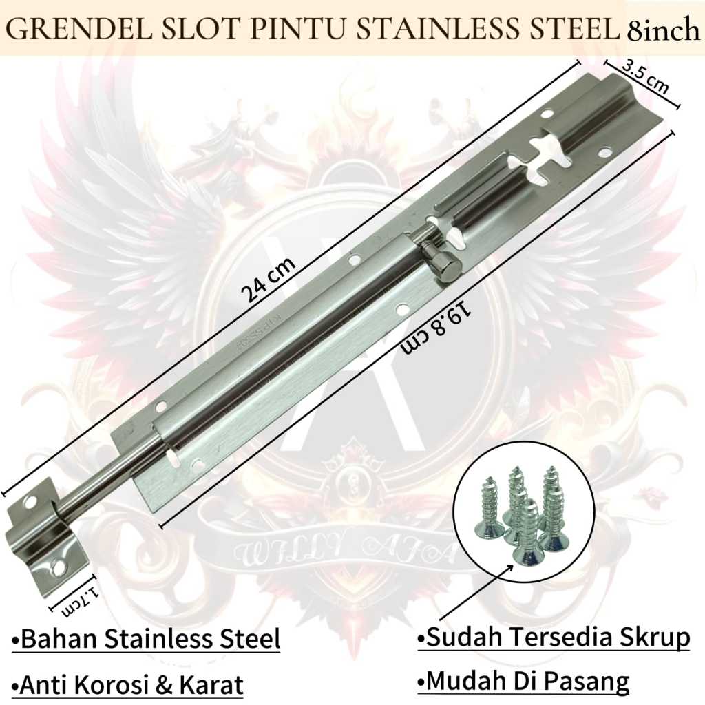 grendel slot pintu 8 inch stainless steel grendel pintu