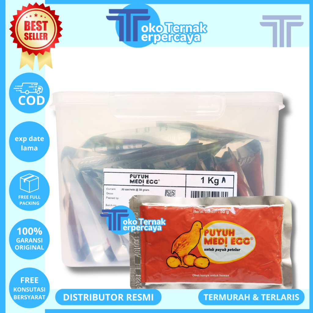 PUYUH MEDI EGG 50 GRAM (1 BOX 20 SACHET)- Vitamin Burung Puyuh Petelur - Pemacu Produksi Burung Puyu
