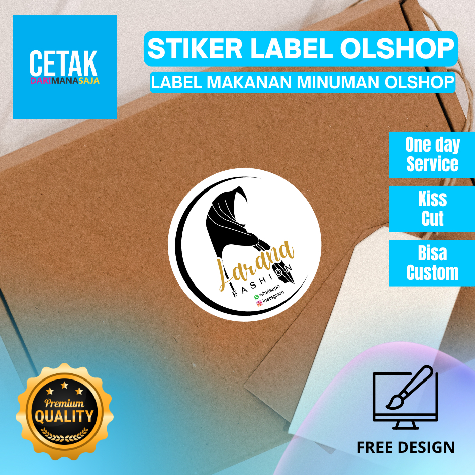 

8-10 Cetak Stiker Custom Transparan Vinyl Anti Air Sticker Olshop Jualan Makanan Free Design