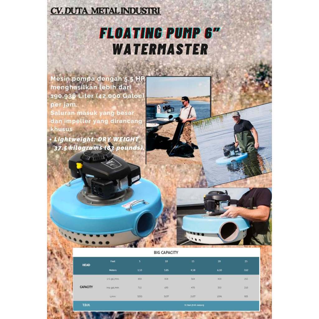 FLOATING PUMP 6" WATERMASTER - BEST Floating Pump