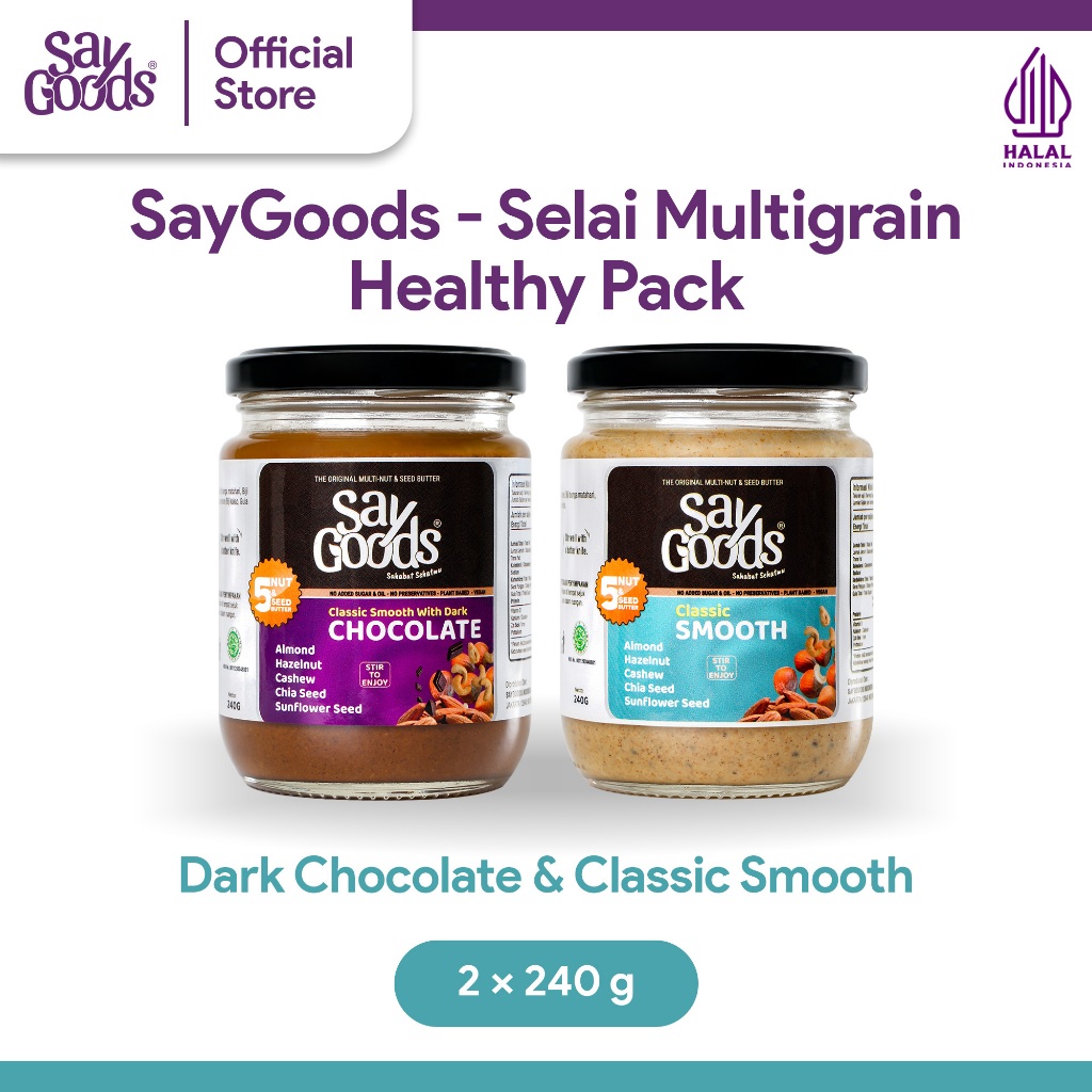 

SayGoods Selai Multigrain - Healthy Pack - Dark Chocolate & Classic Smooth