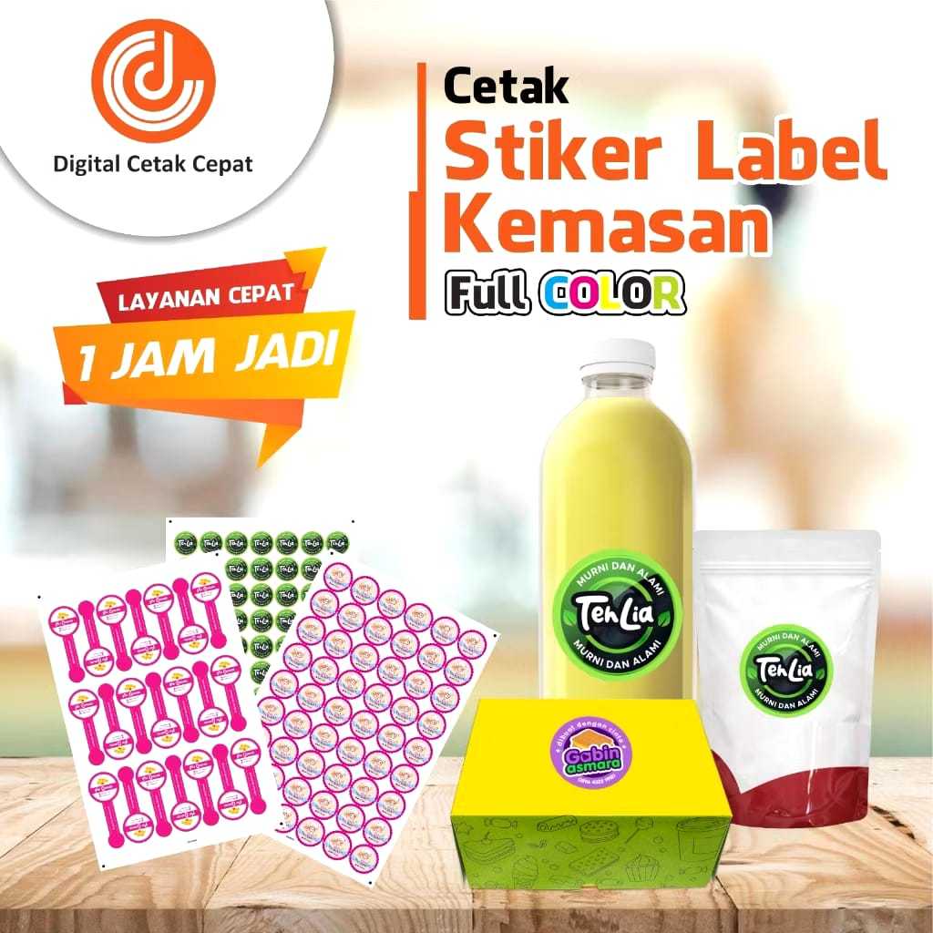 

Cetak Stiker Label Makanan Minuman Custom Vinyl Die Cut A3+ Anti Air Anti Minyak