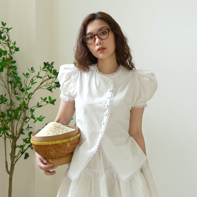 Rice Blouse - OWNION Collection | Atasan Lengan Panjang / Pendek Katun & Denim Wanita | Blouse Renda