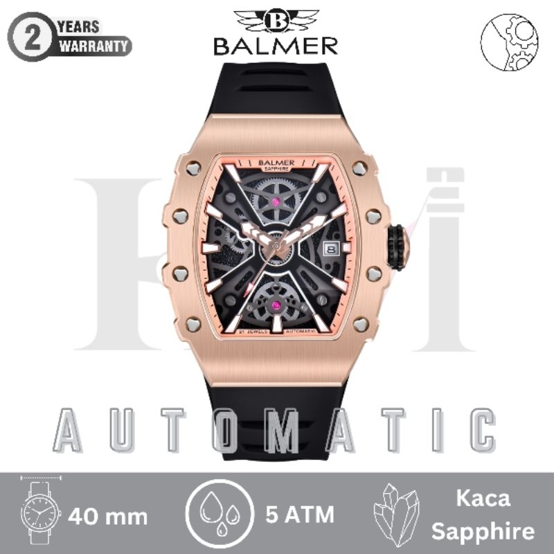 BALMER 8836MA Jam Tangan Pria Original Analog Automatic Sapphire - Rosegold