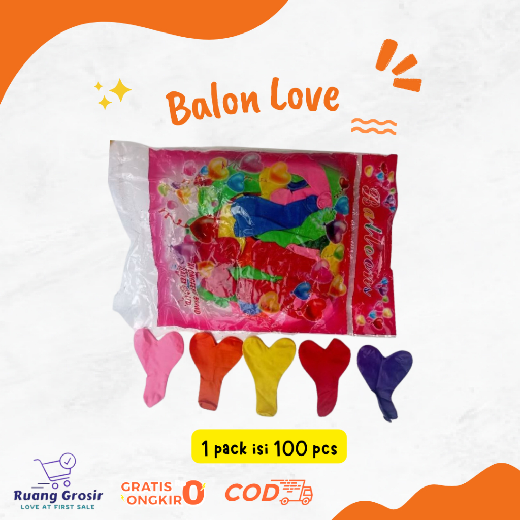 Balon Love Latex Isi 100 Pcs