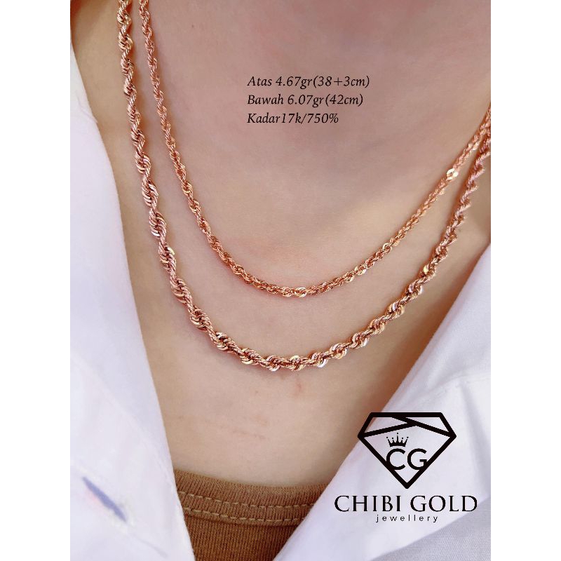 CHIBI LOKASARI - Kalung Tambang Lilit emas 750 kadar 17k