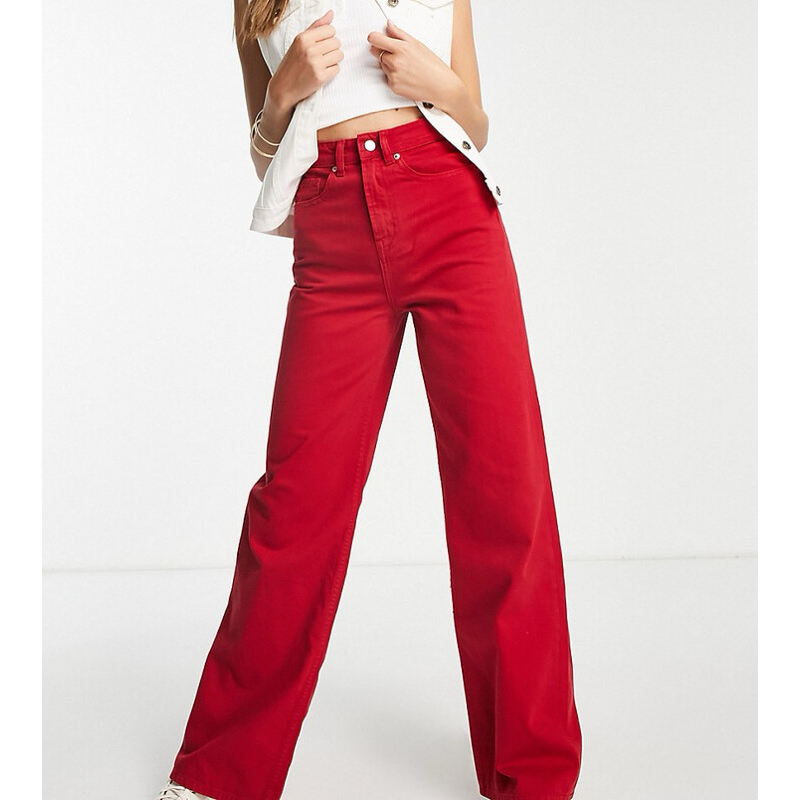 Jeans Wanita Kaki Lebar Merah H&M Kulot Jeans H&M Jeans H&M Merah Flared Comfort H&M Women's Red Wid