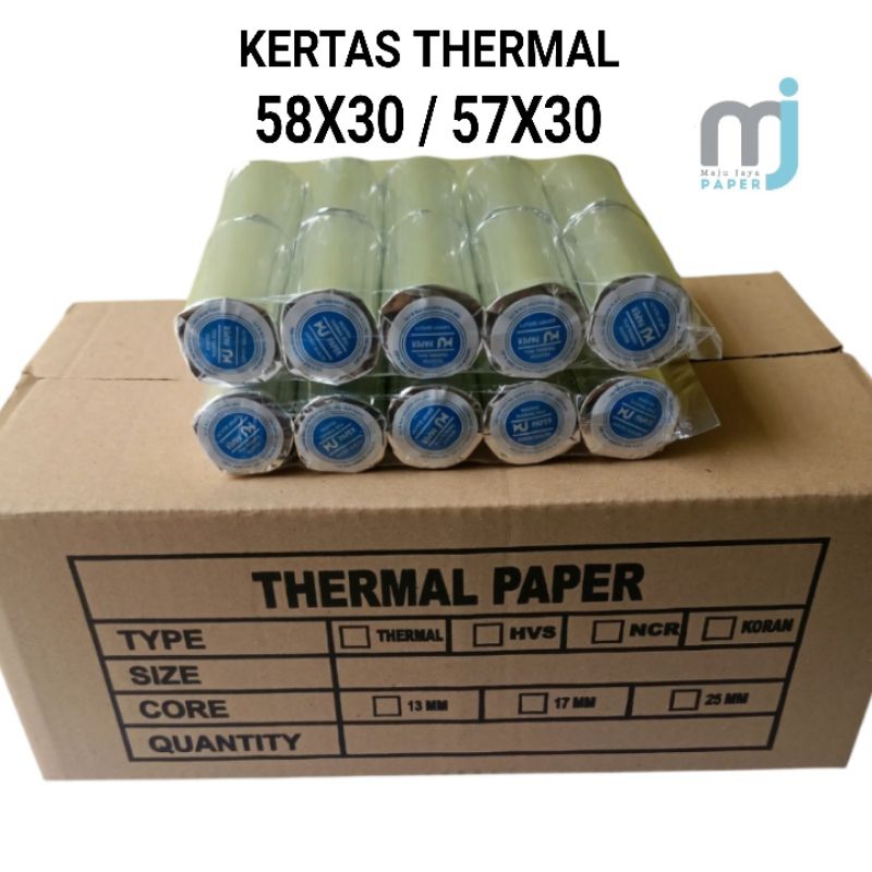 

10 Roll Kertas kasir thermal 57/58x30 paket hemat paper roll thermal edc thermal printer