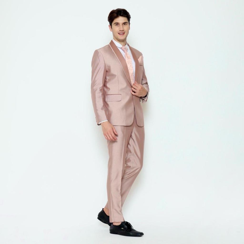 SEWA Full Set Jas Pria Semi Wool  Jas Pengantin Formal Rosegold - YUNG