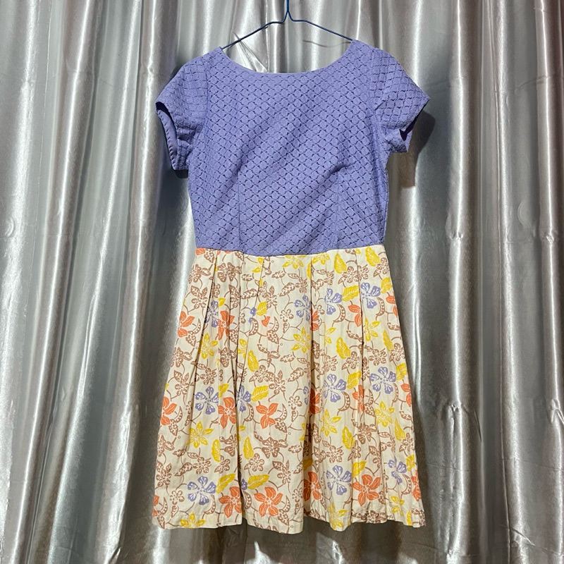 preloved dress BLF ungu bunga batik