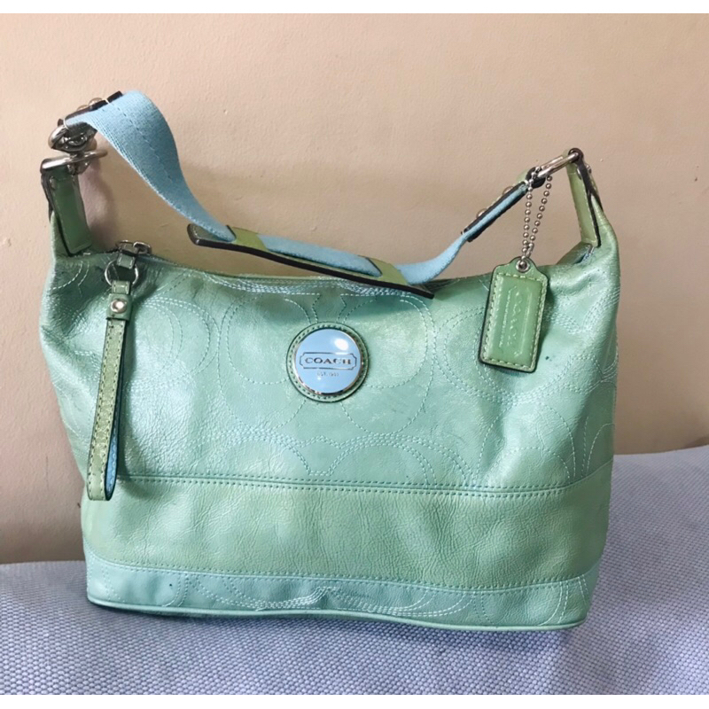Tas Handbag Hobo Hijau Tosca Kulit PVC Preloved