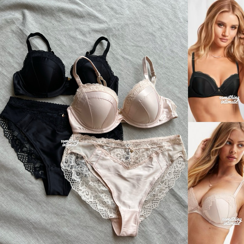 [BRA + CD] M&S X ROSIE Satin Douce Lace Balconette Soft Cup Bra Breathable Unlined Plunge Wired / Bh