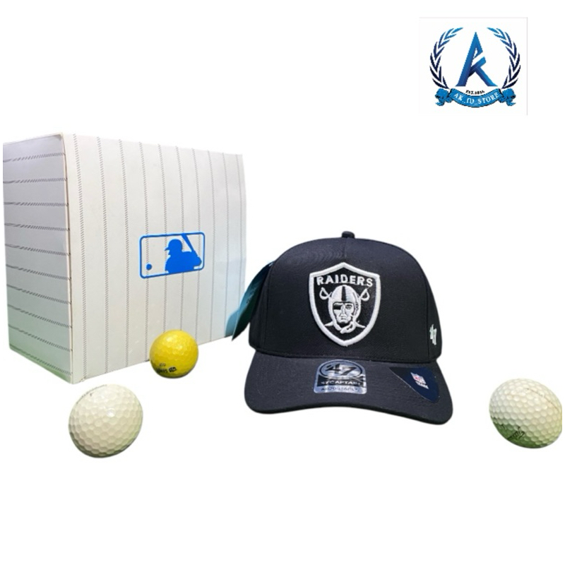 Topi SnapBack BaseBall Logo Raiders Putih WarnaBahan Hitam Katun Murah Berkualitas Tag MLB/NewEra Pr