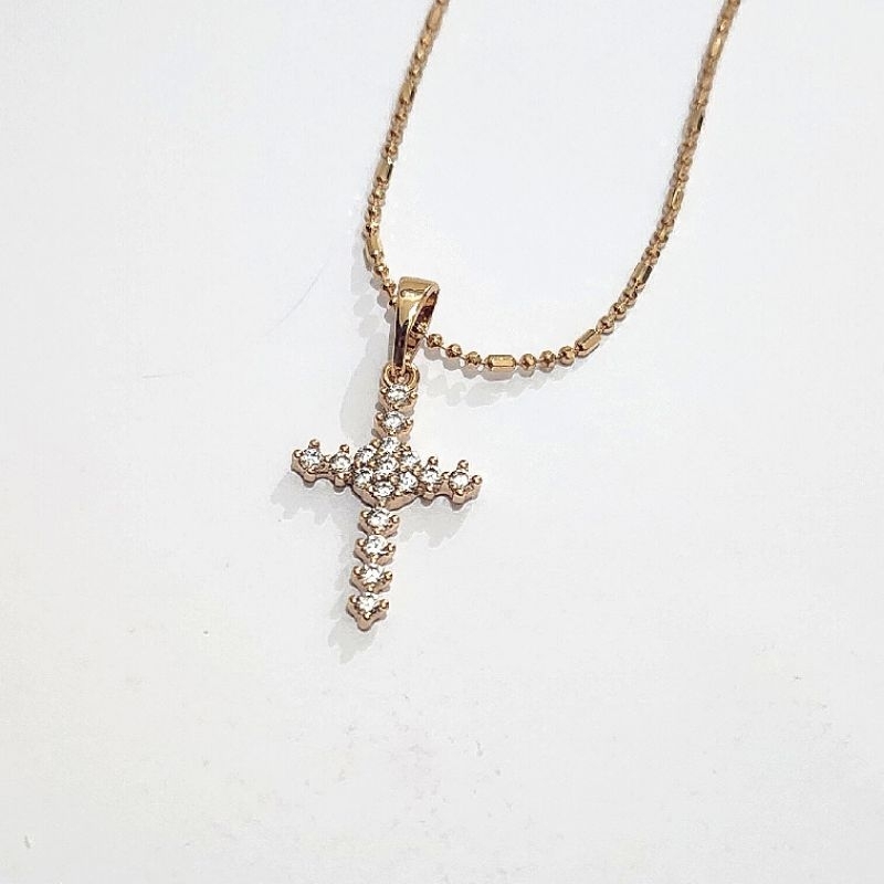 Kalung Salib Zirconia 18K rosegold