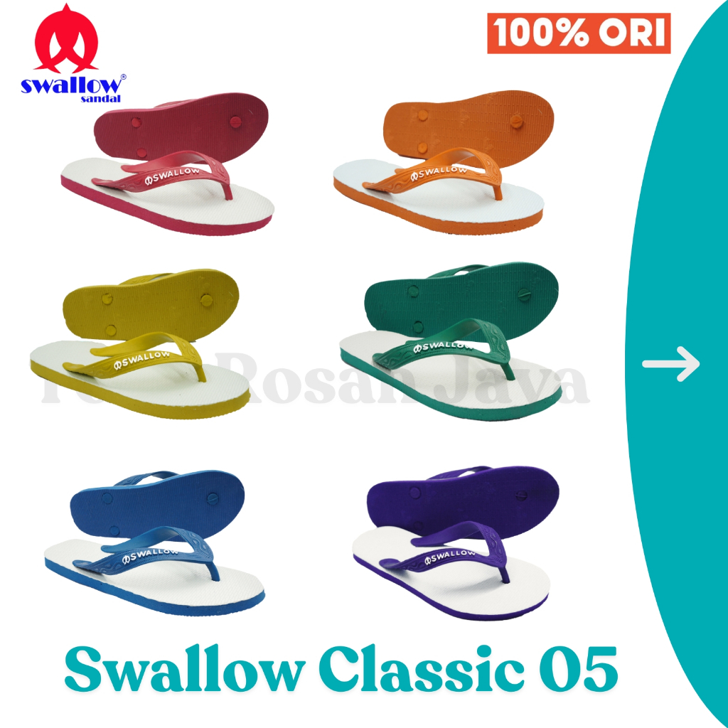 Sandal Swallow Putih /  Sandal Swallow Warna / Sandal Swallow Classic 05 / Sandal Jepit