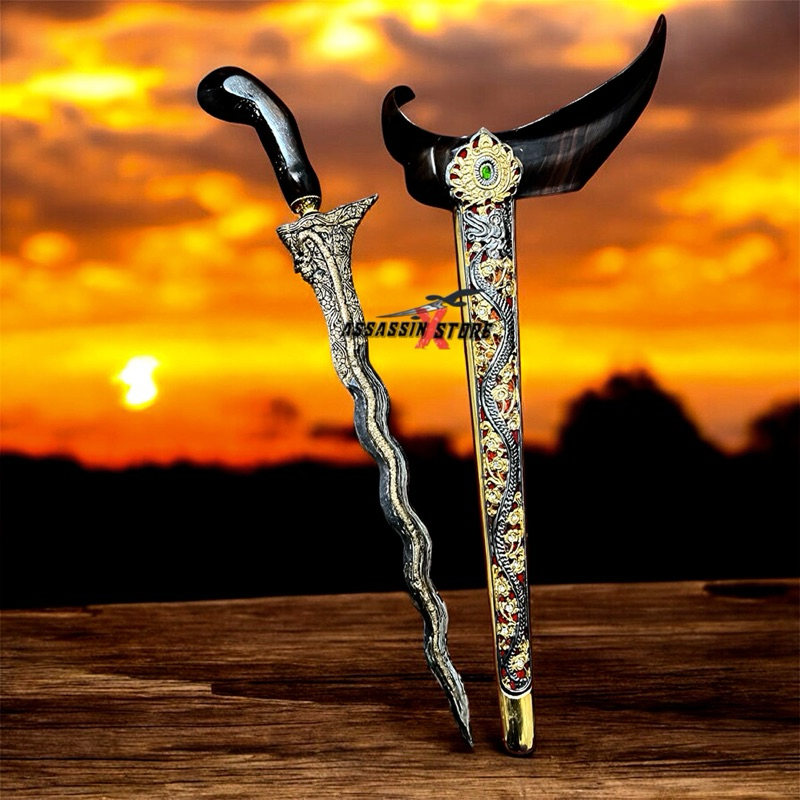 keris naga kembar pamor banyu mili asli kwalitas premium