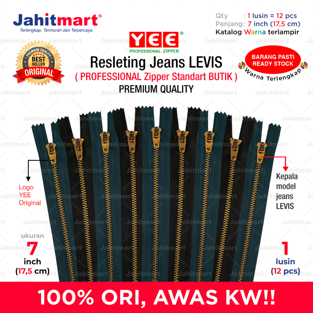 Resleting Jeans 7 Inch merk “YEE” YGM-45 ( per lusin )