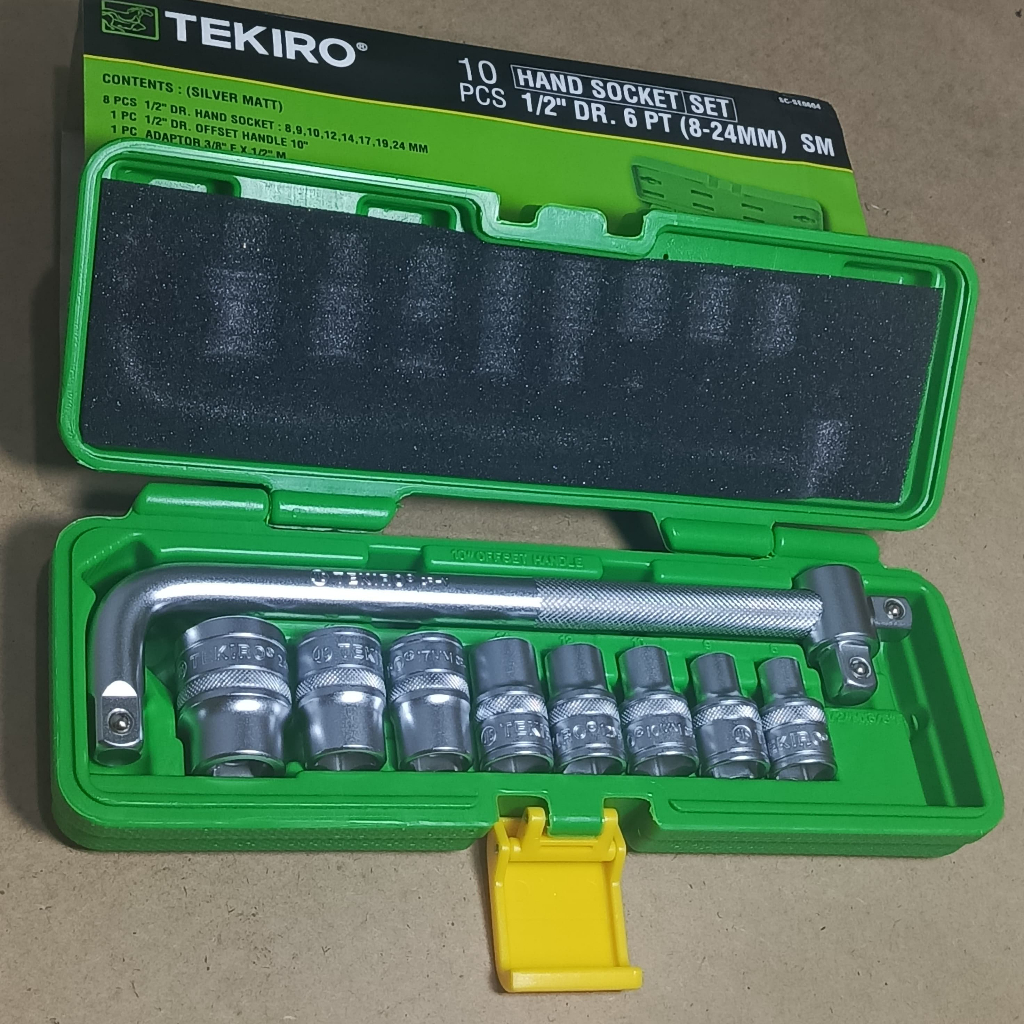 Kunci Shock Sok Set 10 Pcs Merek Tekiro 1/2DR 8-24mm 6pt Original Ready Kunci Shock Set Tekiro