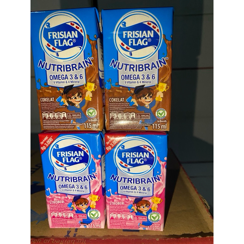 

FRISIAN FLAG omega susu uht, coklat / strawberry 115ml (isi 36pcs)