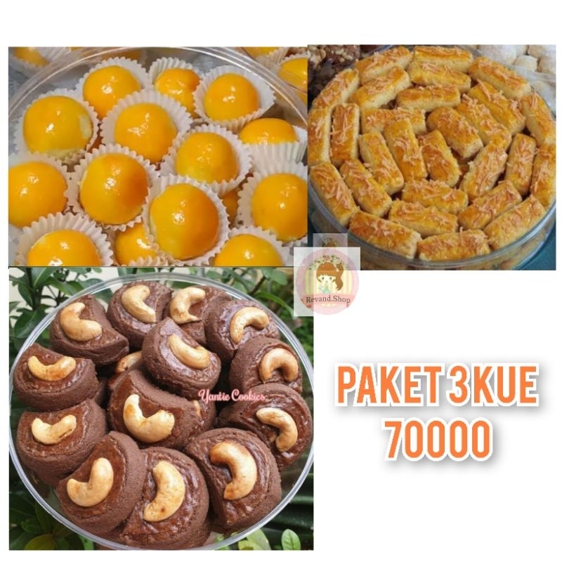 

Paket 3 Kue 70000 - Kue Nastar Spesial - Kastangel - Nastar - KUE KERING toples 250gr