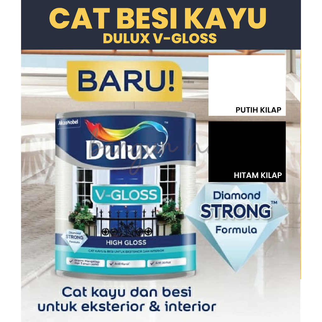 

Cat Minyak Dulux V-Gloss 1KG - Warna Hitam & Putih Gloss Kilap Tahan Lama