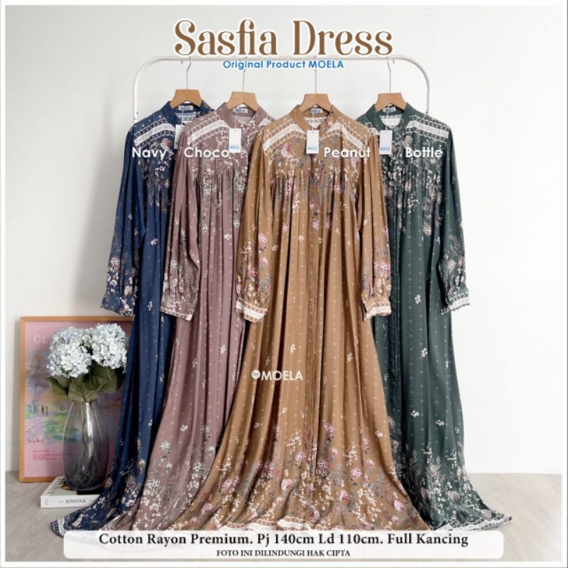Dress gamis katun rayon banyak motif MOELA - Sasfia dress