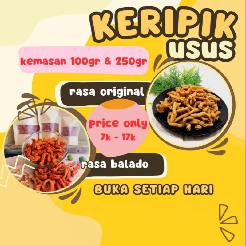 

100gr 250gr keripik usus ayam krispi original dan balado