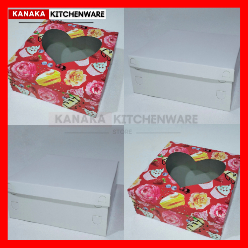 [ISI 10] KOTAK TART PUTIH DAN HATI WARNA / KOTAK KUE / KOTAK BOLU / KOTAK LAMARAN