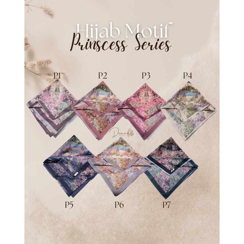 Hijab Motif Princess Series/hijab Lebaran/hijab segi empat voal