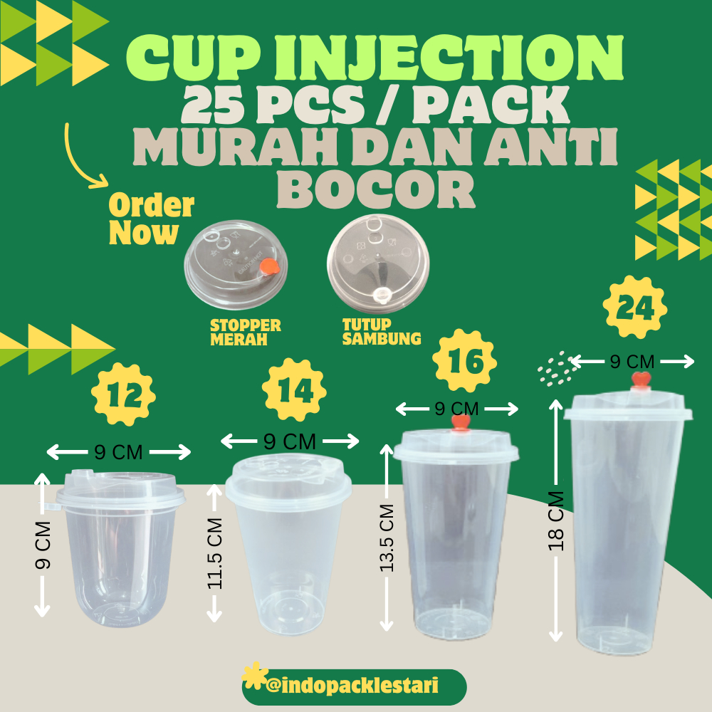 Thinwall Cup Injection Tebal / Gelas Cup 12oz /14oz/ 16oz/24oz Pack Dan Tutup Anti Bocor