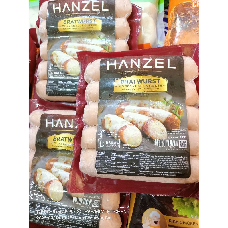 

Hanzel Sosis BRATWURST MOZZARELLA CHEESE 360GR