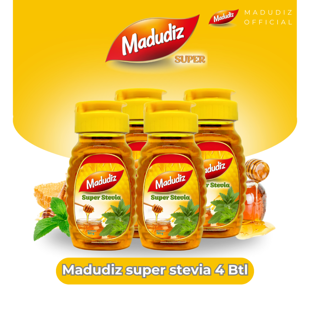 

Madudiz Madu Super Stevia150gr Paket 4 Botol – Madu Alami dengan Ekstrak Daun Stevia