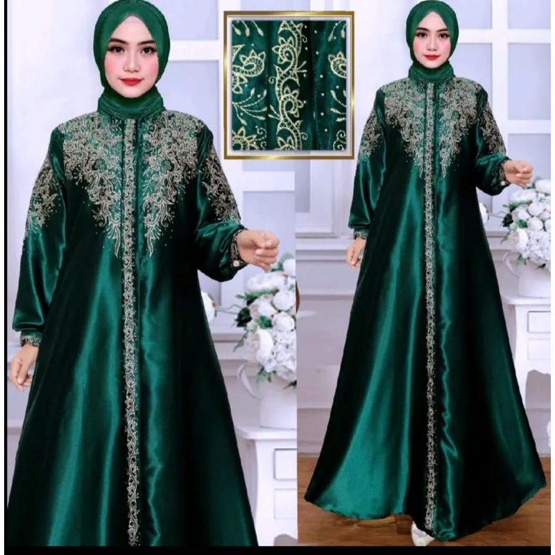 Gamis Satin Polos Mix Bordir