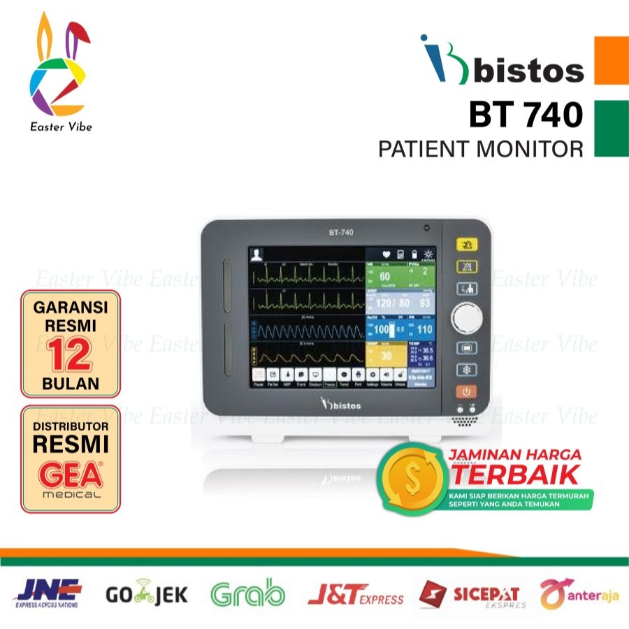 BISTOS BT 740 PATIENT MONITOR VITAL SIGN MONITOR ECG RESP SPO2 NIBP