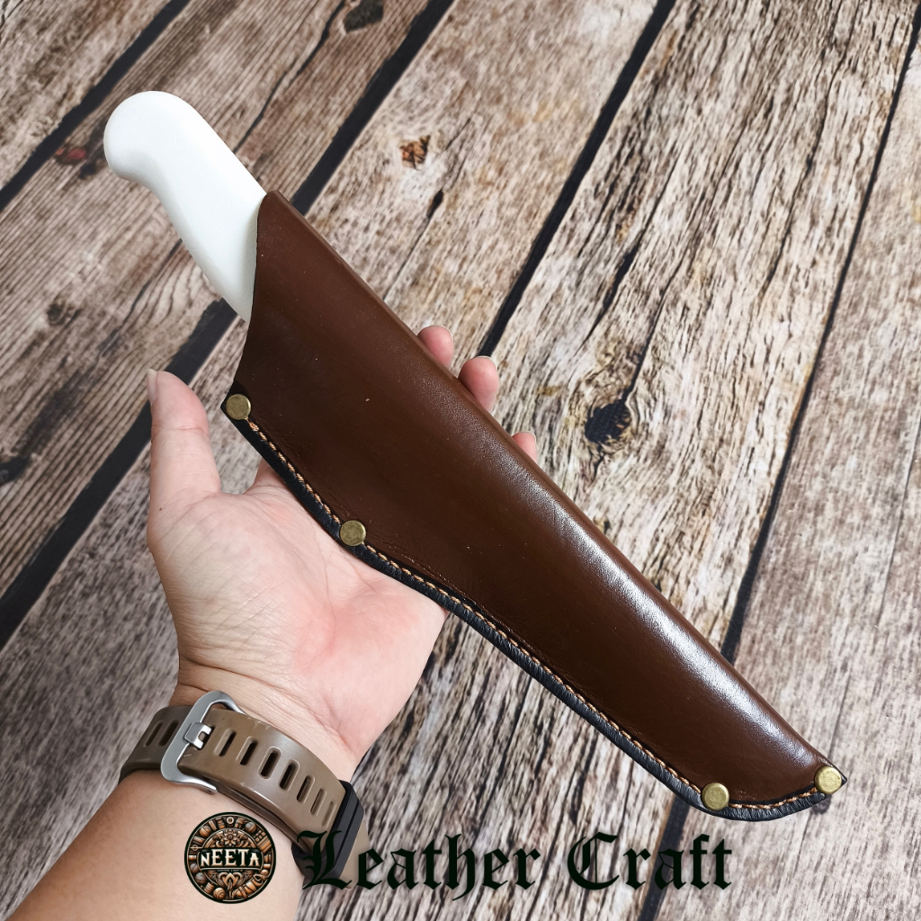 Sarung pisau kulit asli polos universal untuk pisau ukuran 15 cm - 18 cm