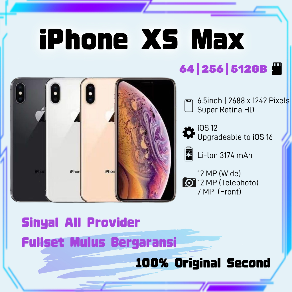 iPhone Xs Max 64GB Bekas Second Original100% Fullset Mulus Normal Hp 3utools All Green