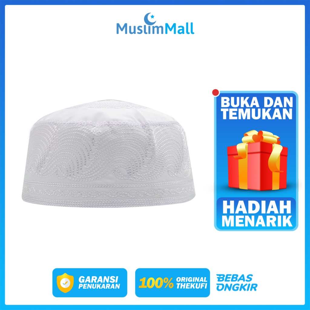 Peci Putih Madinah Bahan Katun Premium Peci Haji Madinah Motif Bordir Premium Warna Putih Polos Deng