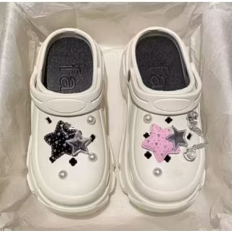 SENDAL BAIM CROCS ANAK DAN DEWASA JIBBITZ STAR RANTAI