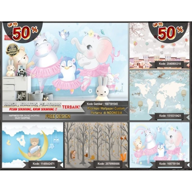 wallpaper dinding custom 3d tema animasi anak | Wallpaper kartun | Wallpaper Custom | Wallpaper Kama