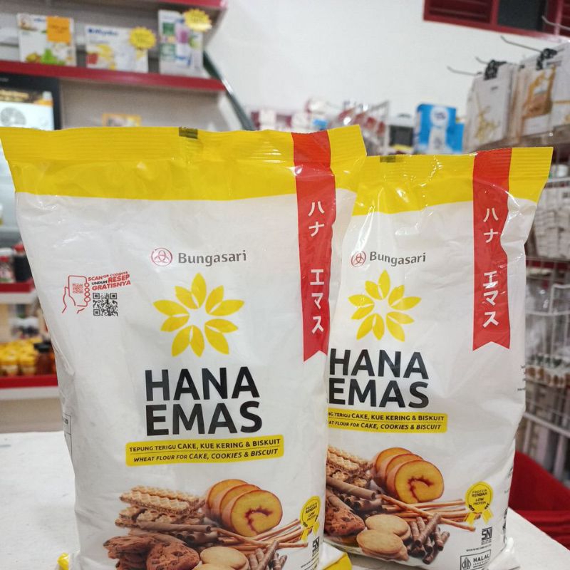 

Tepung Protein Rendah Hana Emas 1kg