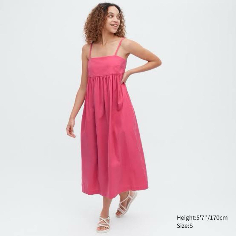 Uniqlo Linen Dress - Barbie Pink (preloved)