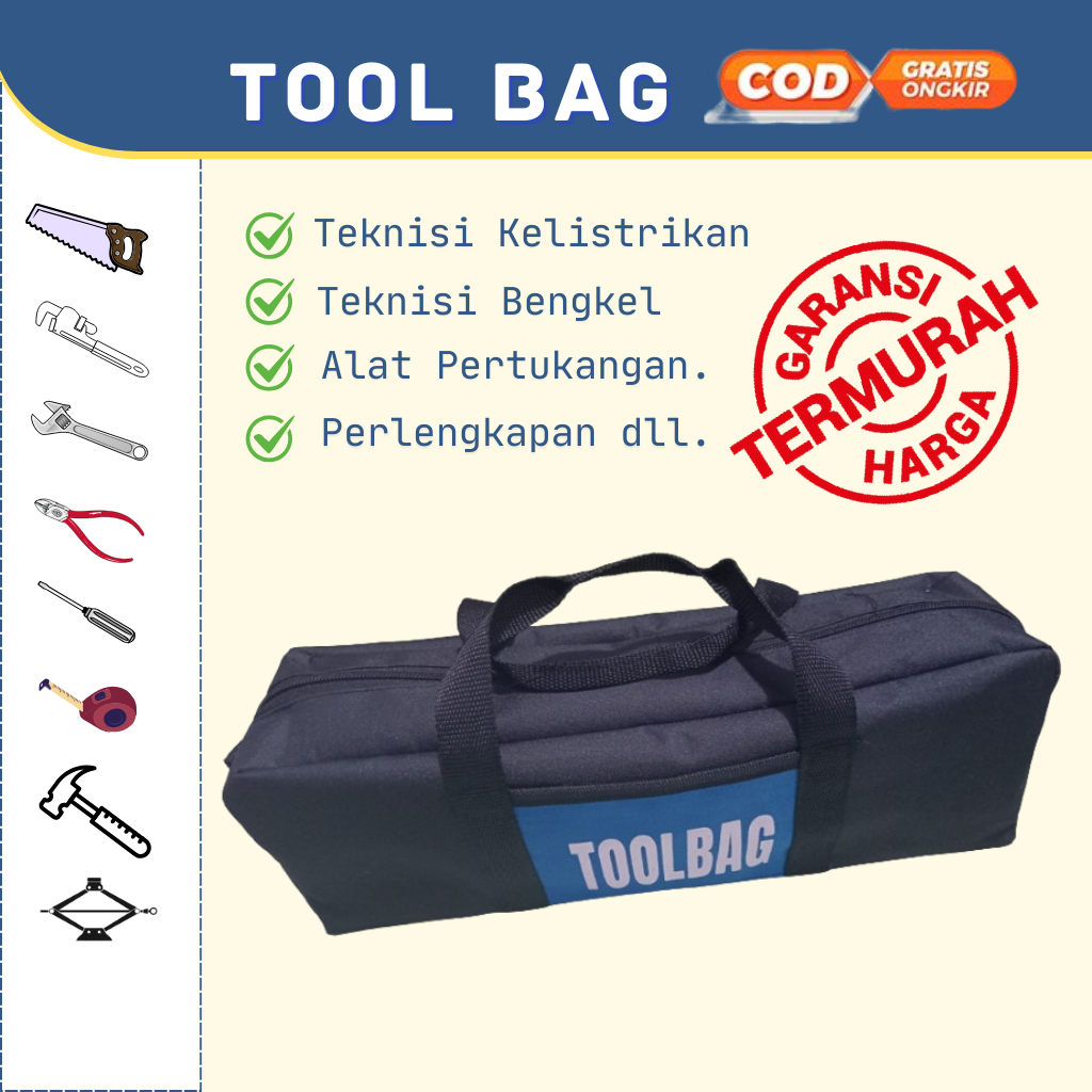 GROSIR Tas Toolbag alat perbaikan bengkel dan kelistrikan / tas alat mekanik / tas peralatan Tukang 