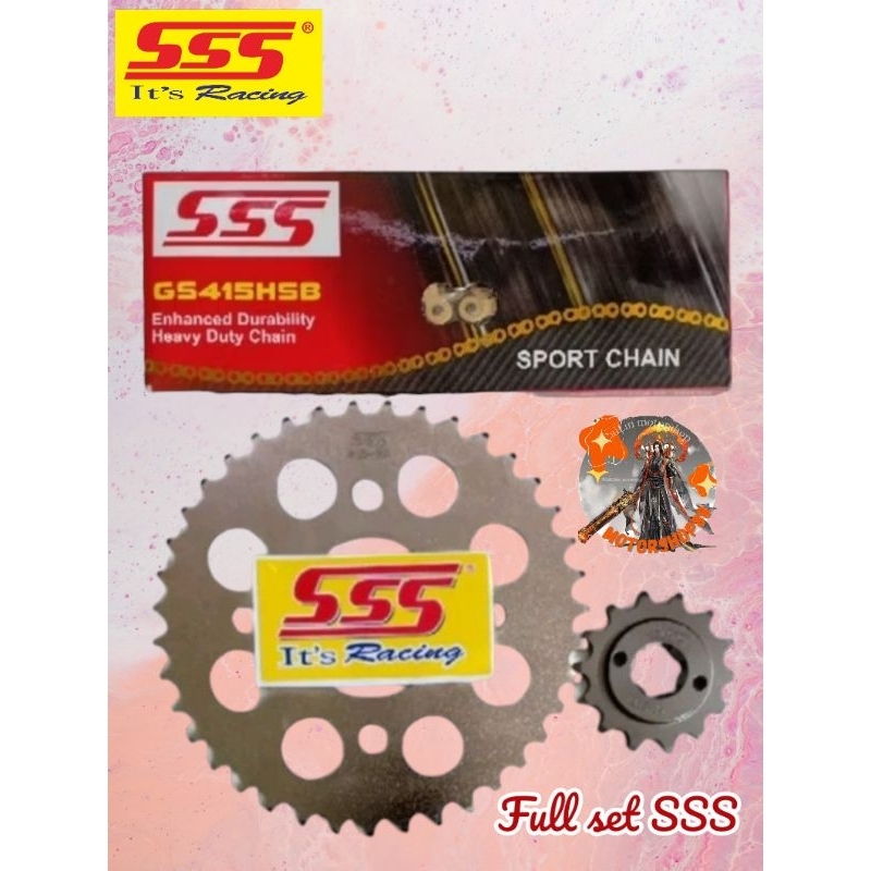 gear gir set FULL SSS 415 rantai gold SSS kph / supra125 / blade / kharisma /revo new / revo abslt/r